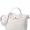 Longchamp Le Pliage Cuir Medium Leather Logo Strap & Short Handle Tote Women Totes