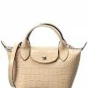 Longchamp Le Pliage Cuir XS Croc-Embossed Leather Short Handle Tote Women Totes