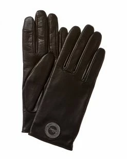 Longchamp Alpaca-Lined Leather Gloves Women
